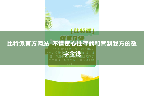 比特派官方网站  不错宽心性存储和管制我方的数字金钱